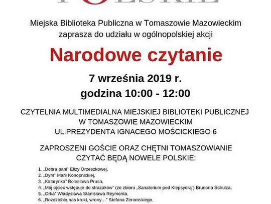 7 września Narodowe czytanie polskich nowel