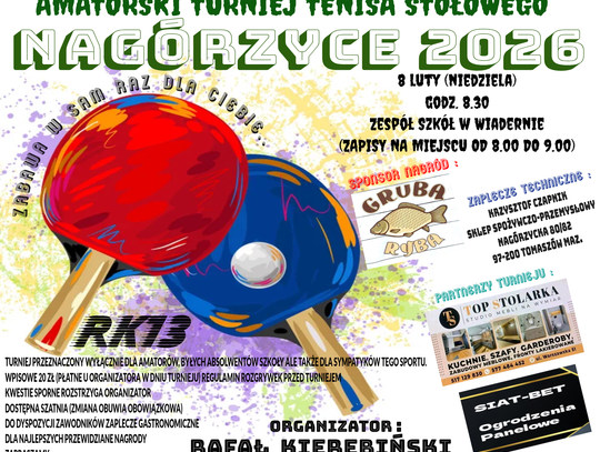 8 lutego w Nagórzycach: Amatorski Turniej Tenisa Stołowego 8 lutego w Nagórzycach: Amatorski Turniej Tenisa Stołowego