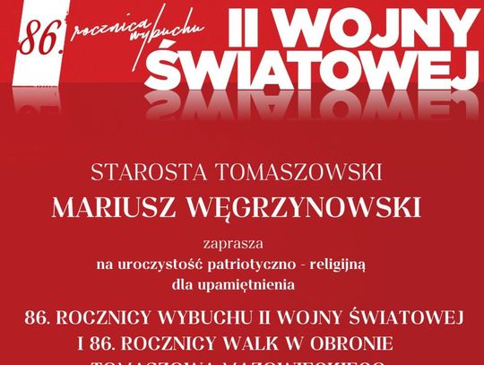 86. rocznica wybuchu II wojny światowej i walk w obronie Tomaszowa Mazowieckiego