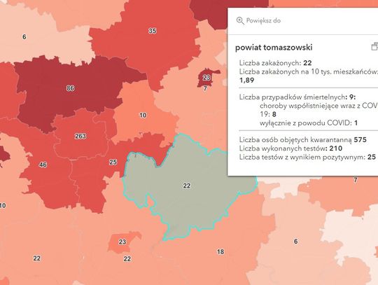 9 osób zmarło z powodu covid minionej doby w Tomaszowie