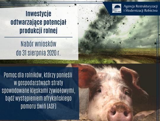 ARiMR: 300 tys. zł na odtworzenie potencjału gospodarstwa