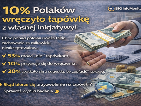 Badanie: 10 proc. Polaków wręczyło z własnej inicjatywy łapówkę Badanie: 10 proc. Polaków wręczyło z własnej inicjatywy łapówkę