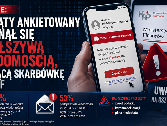 Badanie: co piąty ankietowany zetknął się z fałszywą wiadomością podszywającą się pod skarbówkę lub Ministerstwo Finansów