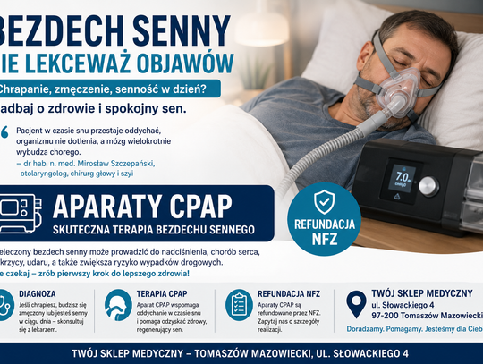 Bezdech senny to nie tylko chrapanie. W Tomaszowie Mazowieckim dostępne są refundowane aparaty CPAP
