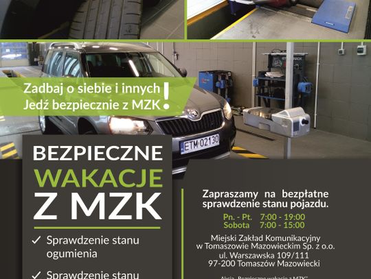 Bezpieczne wakacje z MZK ‒ sprawdź bezpłatnie stan auta