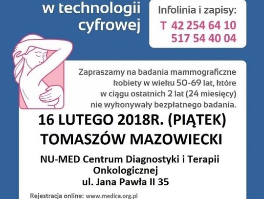 Bezpłatna mammografia w technologii cyfrowej