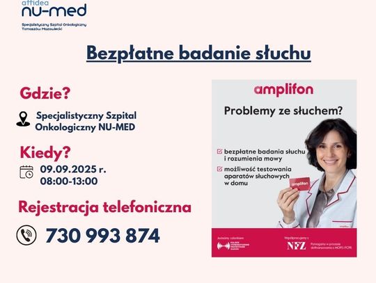 Bezpłatne badanie słuchu w szpitalu – zapraszamy 9 września