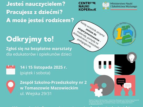 Bezpłatne warsztaty „Odkryjmy to!” w SP12!