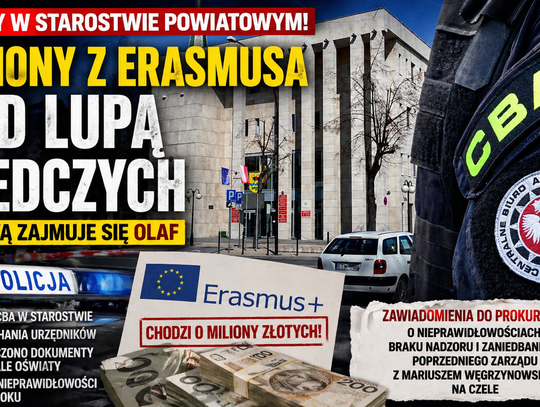 CBA i Policja w Starostwie! Miliony z Erasmusa pod lupą śledczych – sprawą zajmuje się OLAF