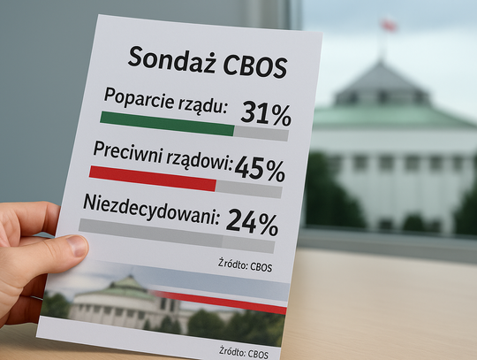 CBOS: 31 proc. badanych popiera rząd; 45 proc. jest mu przeciwnych CBOS: 31 proc. badanych popiera rząd; 45 proc. jest mu przeciwnych