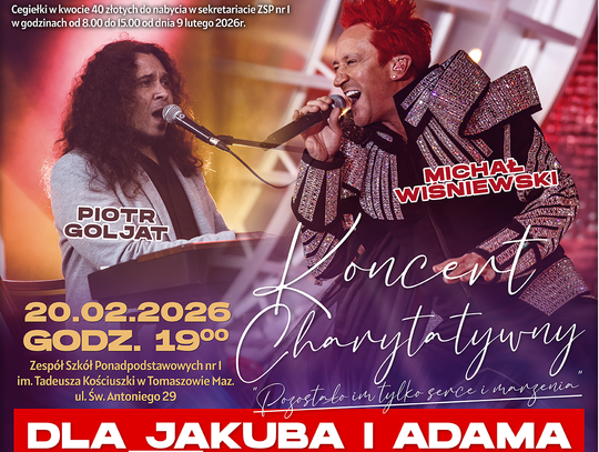 Charytatywny koncert dla Jakuba i Adama. Tomaszów Mazowiecki zagra, żeby zostać z nimi na dłużej