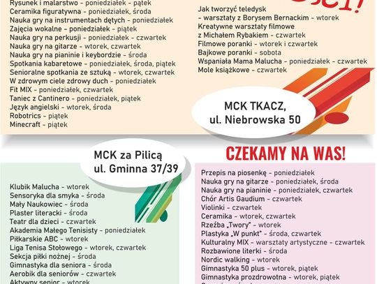 Chcesz rozwijać swoje pasje? Przyjdź do MCK