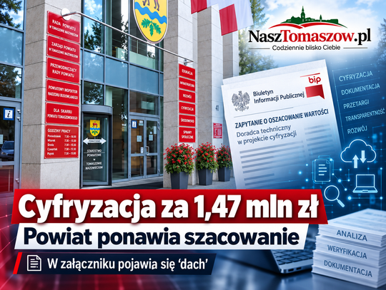 Cyfryzacja za 1,47 mln zł. Powiat ponawia szacowanie, a w BIP pojawia się… dach