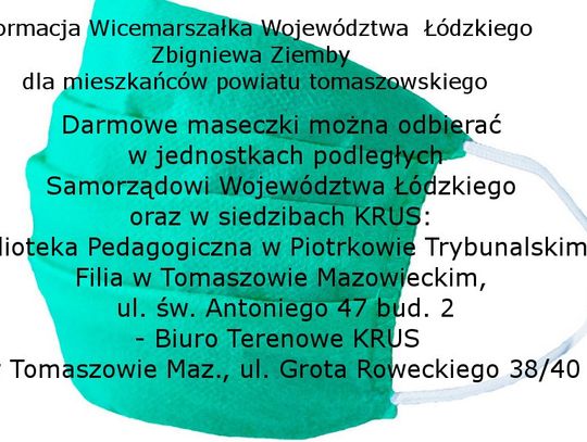 Darmowe maseczki można odbierać w Tomaszowie