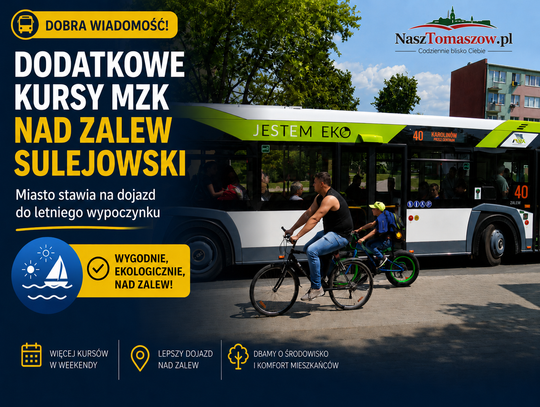 Dodatkowe kursy MZK nad Zalew Sulejowski. Miasto stawia na dojazd do letniego wypoczynku