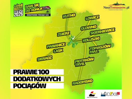 Dodatkowe pociągi z Tomaszowa na Łódź Summer Festival. ŁKA zapowiada wygodny dojazd