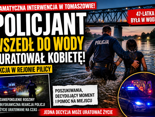 Dzielnicowi uratowali kobietę nad Pilicą. Decydujące były minuty