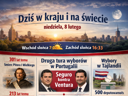 Dziś w kraju i na świecie (niedziela, 8 lutego)
