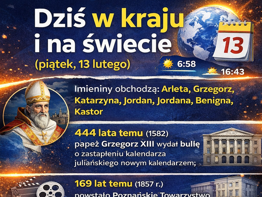 Dziś w kraju i na świecie (piątek, 13 lutego)