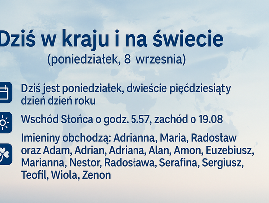 Dziś w kraju i na świecie (poniedziałek, 8 września)