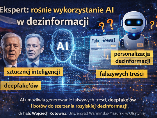 Ekspert: rośnie wykorzystanie AI w dezinformacji