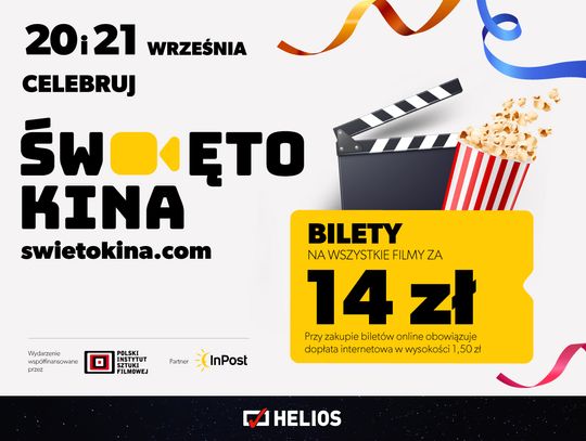 Helios Tomaszów Mazowiecki zaprasza: repertuar na wrzesień i Święto Kina za 14 zł
