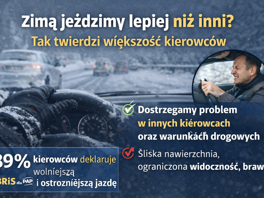 IBRiS, większość kierowców, pozytywnie ocenia swoją jazdę zimą, zagrożenie widzi w innych IBRiS, większość kierowców, pozytywnie ocenia swoją jazdę zimą, zagrożenie widzi w innych