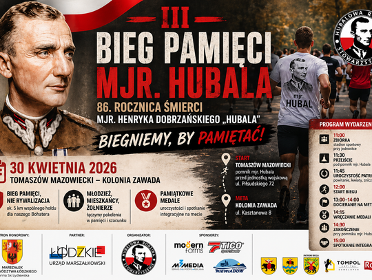 III Bieg Pamięci mjr. Hubala w Tomaszowie Mazowieckim. Patriotyczne wydarzenie już 30 kwietnia
