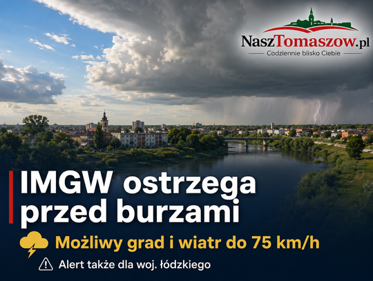 IMGW ostrzega przed burzami. Alert obejmuje także Tomaszów Mazowiecki