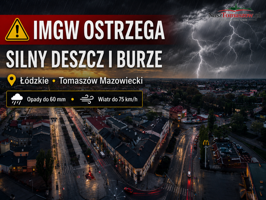IMGW ostrzega Tomaszów. Nadciągają ulewy i burze. Możliwe 60 mm deszczu