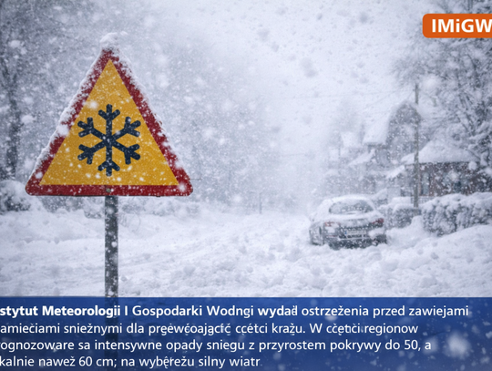 IMGW: zamiecie i zawieje śnieżne w przeważającej części kraju