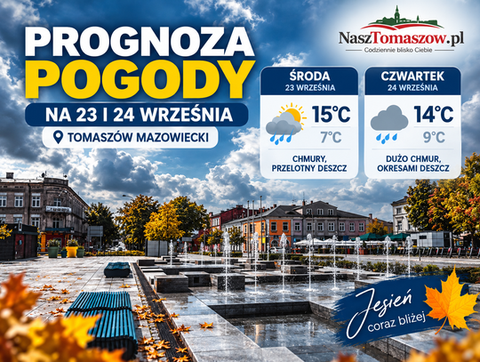Jesień od razu pokazuje chłodniejsze oblicze. W Tomaszowie tylko około 15 stopni i możliwy deszcz