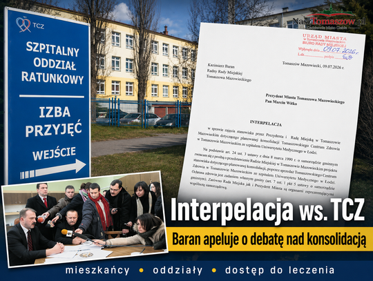 Kazimierz Baran pyta o przyszłość tomaszowskiego szpitala. Chce oficjalnego stanowiska Rady Miejskiej