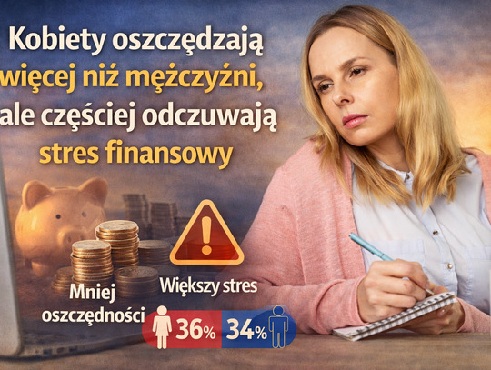 Kobiety oszczędzają więcej niż mężczyźni, ale częściej odczuwają stres