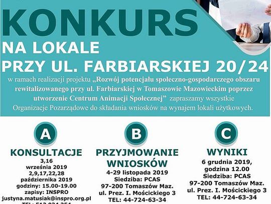 Konkurs na lokale przy ulicy Farbiarskiej 20/24