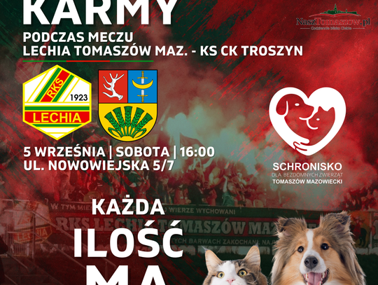 Lechia zagra dla punktów, kibice mogą zagrać dla zwierząt. Zbiórka karmy podczas meczu z Troszynem