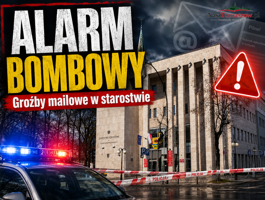„Macie 2 godziny na ewakuację. Później nastąpi eksplozja”. Alarm bombowy w Starostwie Powiatowym w Tomaszowie Mazowieckim