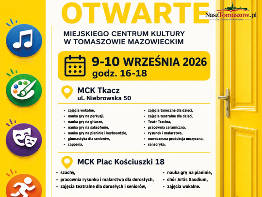 MCK w Tomaszowie Mazowieckim zaprasza na Drzwi Otwarte. Sprawdź ofertę zajęć i poznaj instruktorów