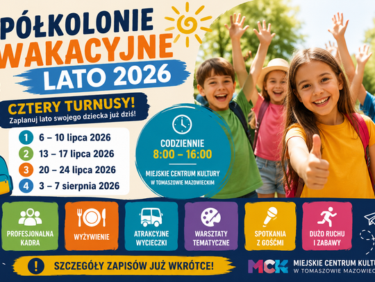 Miejskie Centrum Kultury podało terminy półkolonii wakacyjnych na 2026 rok