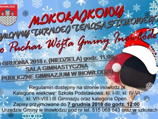 Mikołajkowy Gminny Turniej Tenisa Stołowego