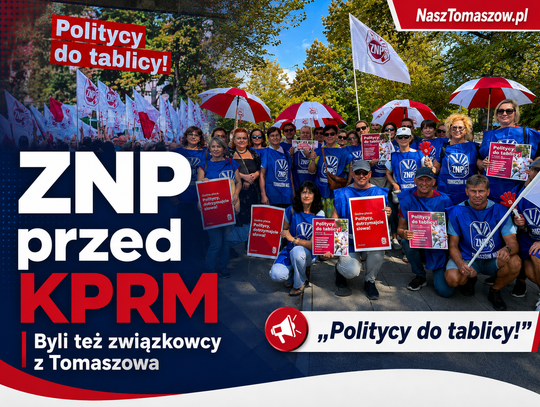Nauczyciele pokazali rządowi czerwoną kartkę, a w Warszawie protestowali także związkowcy z Tomaszowa Mazowieckiego
