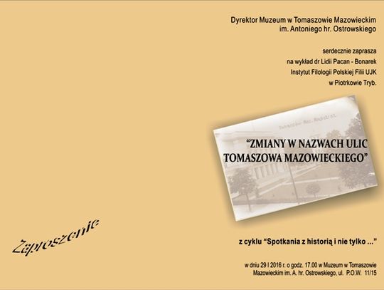 Nazwy tomaszowskich ulic - warto dowiedzieć się więcej