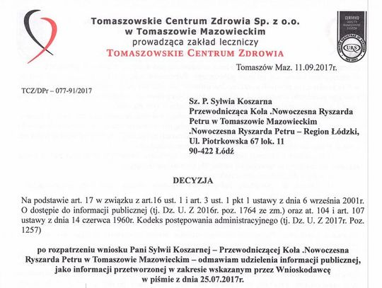 Nowocześni przepraszają prezesa Krzysztofa Zarychtę i zapowiadają odwołanie się od decyzji wydanej przez TCZ