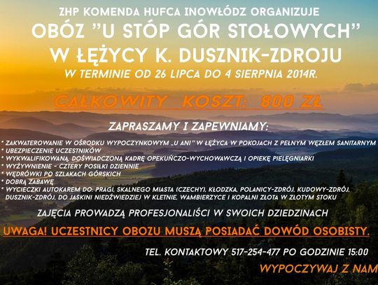 OBÓZ LETNI W GÓRACH STOŁOWYCH