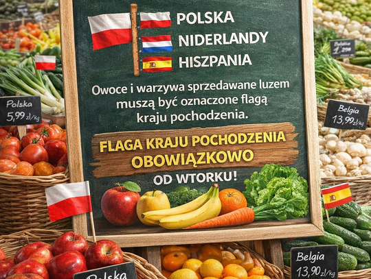 Od wtorku obowiązek oznakowania sprzedawanych owoców i warzyw flagami krajów pochodzenia