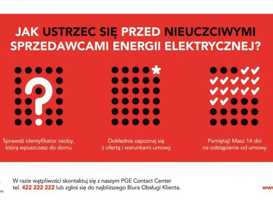 PGE ostrzega klientów przed nieuczciwymi sprzedawcami energii