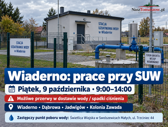 Po wrześniowych problemach z wodą kolejne prace w Wiadernie. Cztery miejscowości muszą przygotować się na utrudnienia