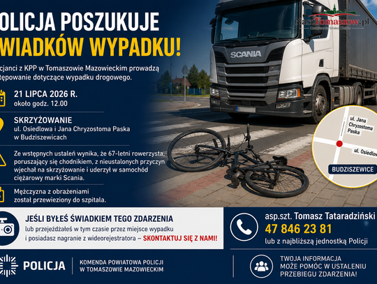 Policja poszukuje świadków wypadku w Budziszewicach. Rowerzysta trafił do szpitala