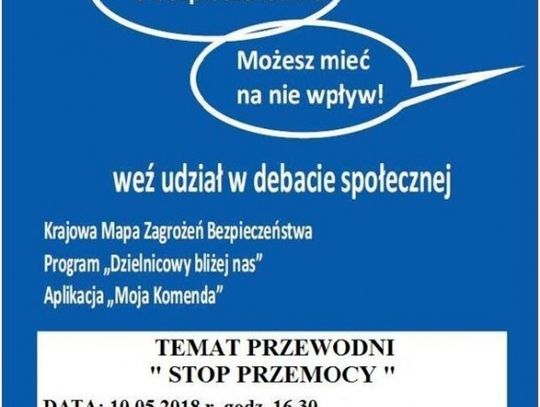 Policja zaprasza na debatę społeczną &quot;Stop przemocy&quot;