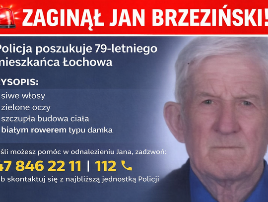 Policjanci z Komendy Powiatowej Policji prowadzą poszukiwania Jana Brzezińskiego